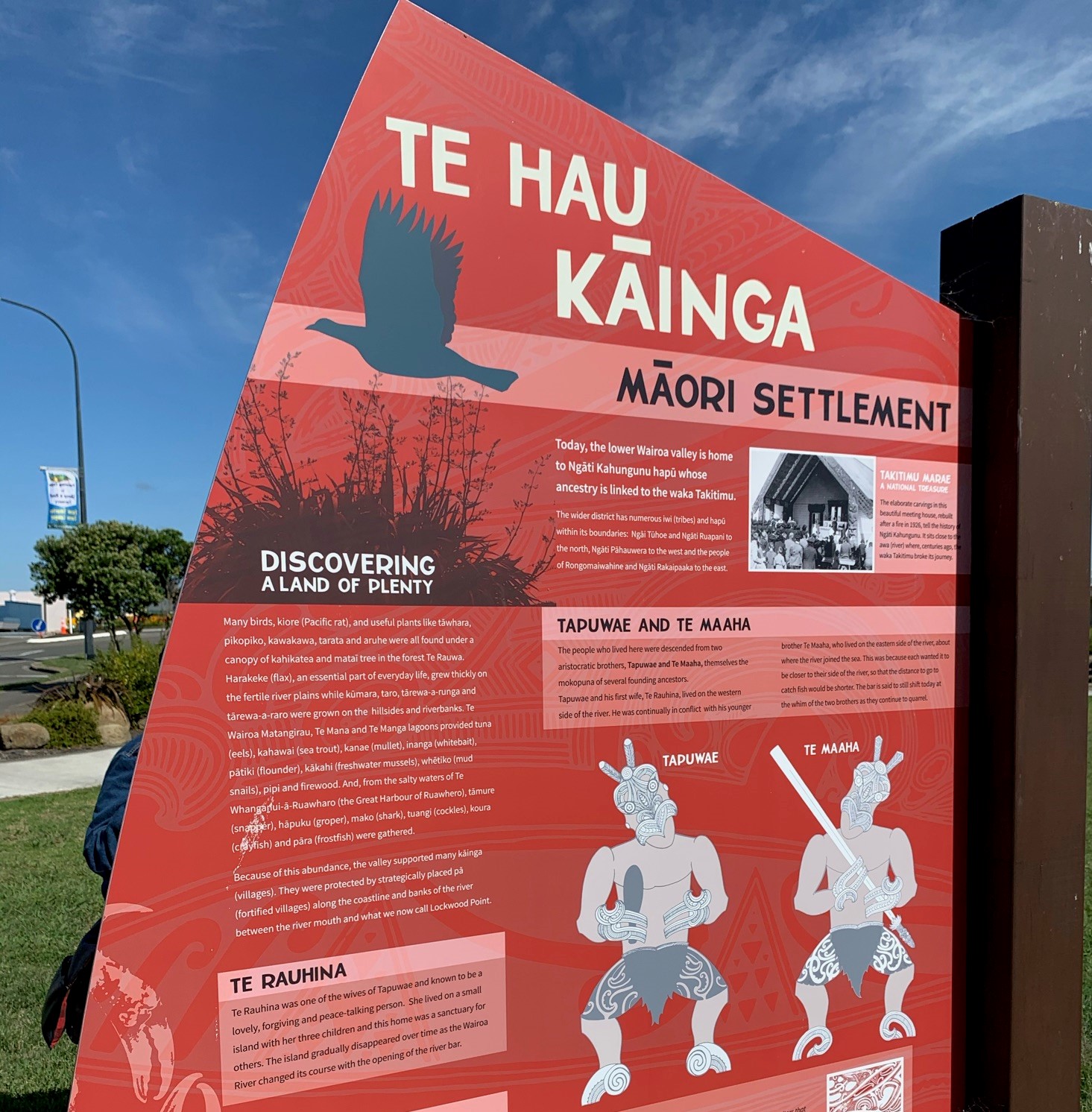 A storyboard of the Māori settlement history of Te Wairoa.  